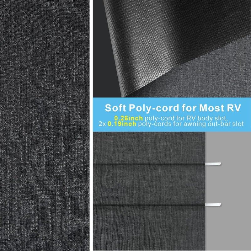 Dulepax RV Awning Fabric Replacement(12'2" Fabric) Upgrade 18.5oz Heavy Duty Vinyl RV Replacement Awning, Universal RV Canopy Replacement for All Trailer Motorhome Awning Brands Black - Image 2